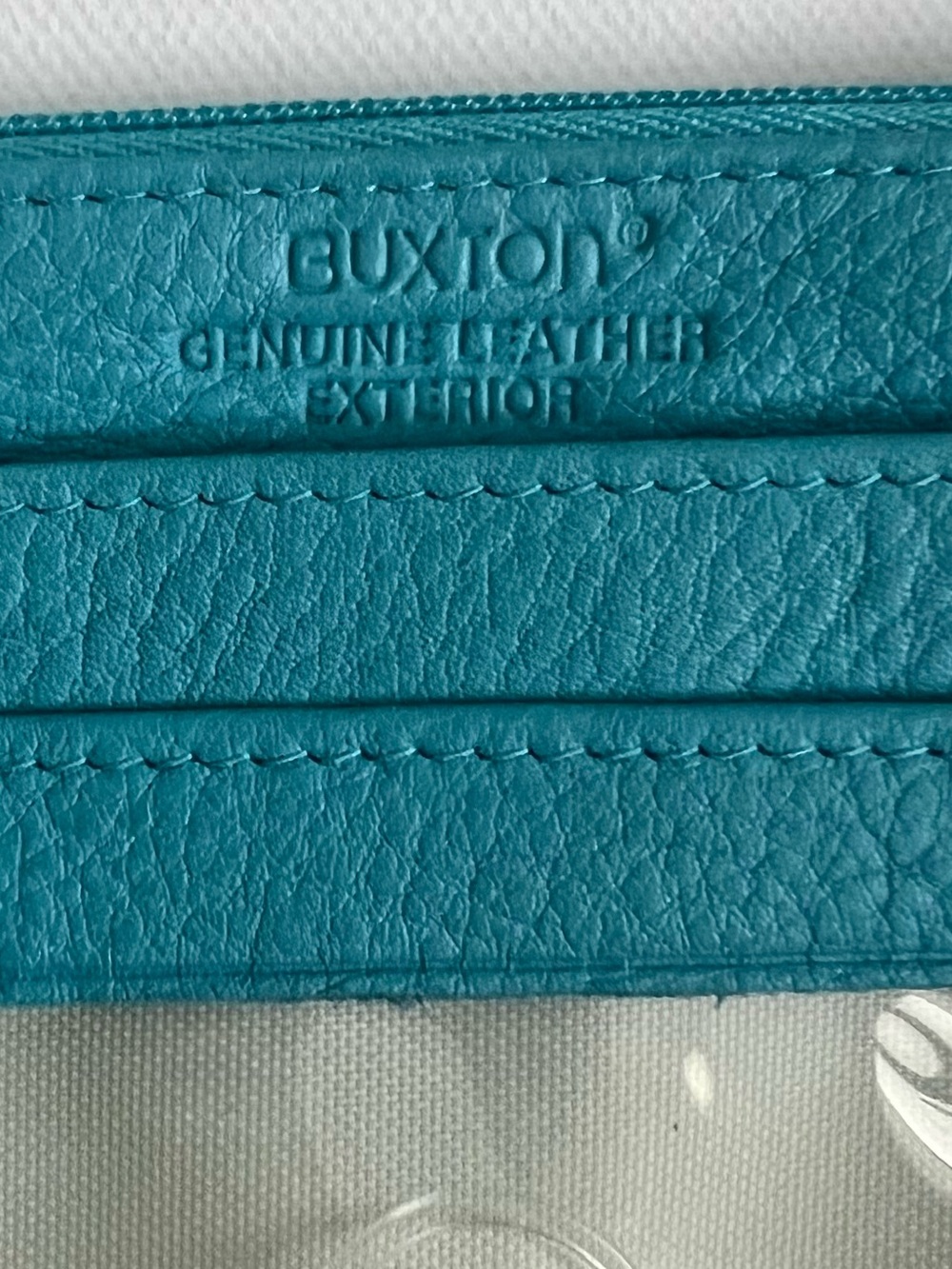 Buxton Teal Leather Card & ID Holder with Zip - Picture 2 of 9